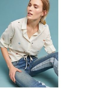 Anthropologie NORA EMBELLISHED BUTTONDOWN BLOUSE